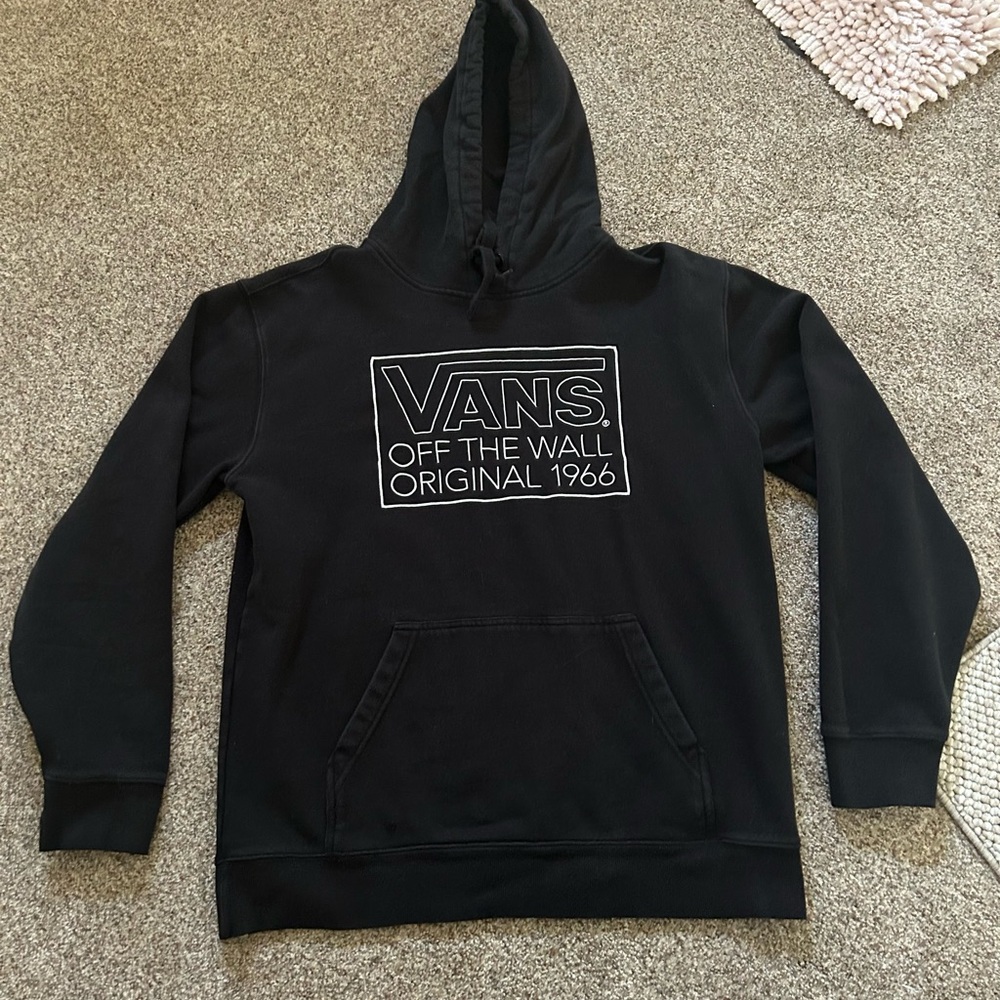Vans Men's Black Hoodie with Logo